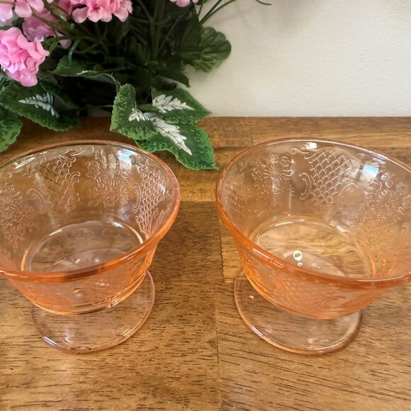 Federal Glass‎ Normandie Pink Depression Glass Sherbet Dishes Vintage Footed - Picture 3 of 5